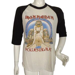 IRON MAIDEN Powerslave Jersey, M, 1984/85, 2 sided, 3/4 sleeves, Black/White